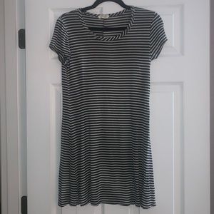 Medium Blue and White Striped T-Shirt Dress